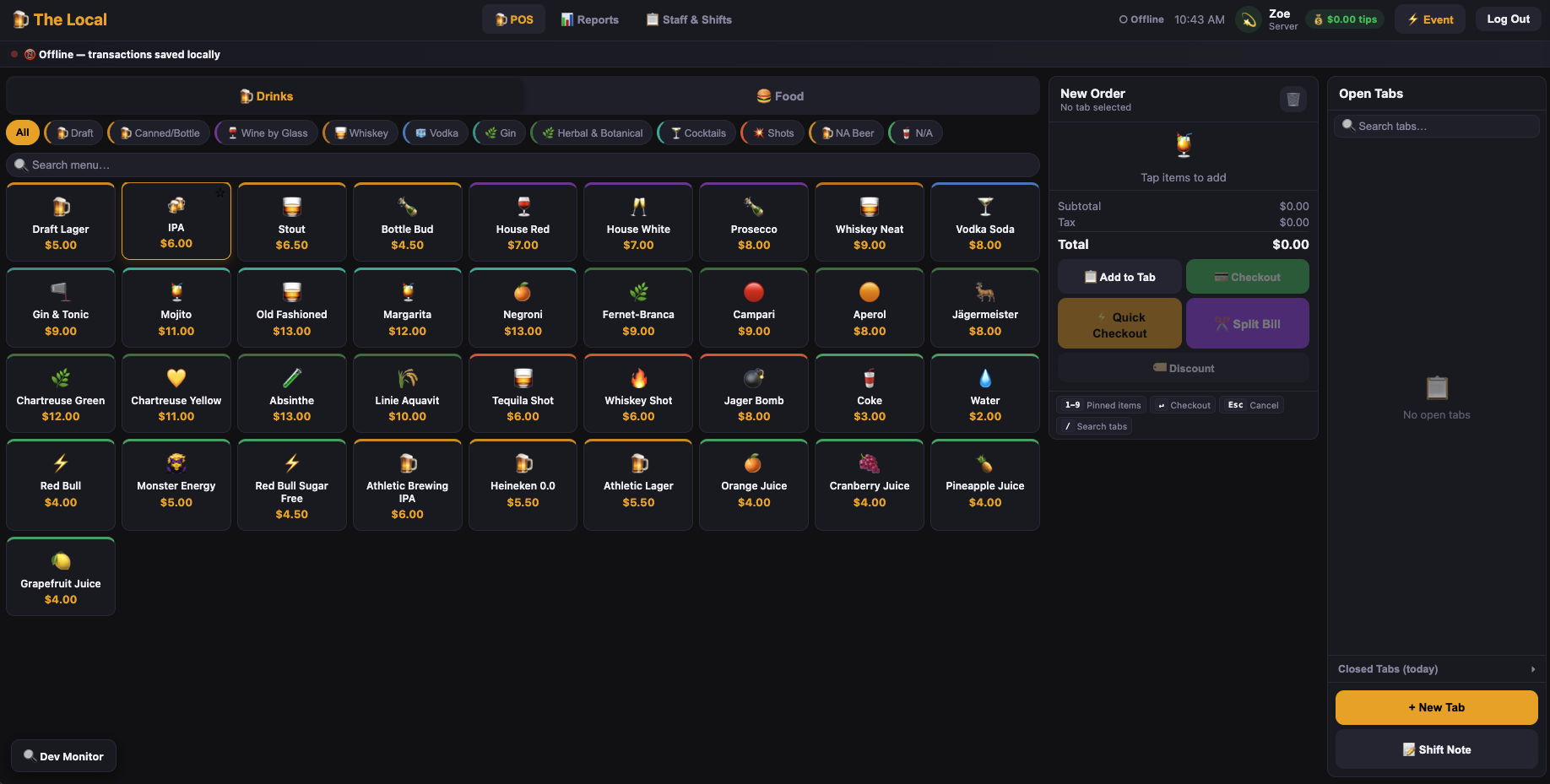 Proprietor's POS — order screen